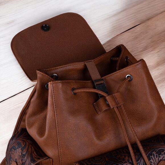 Wrangler NWT Floral Tooled Backpack - Brown - Picture 5 of 6
